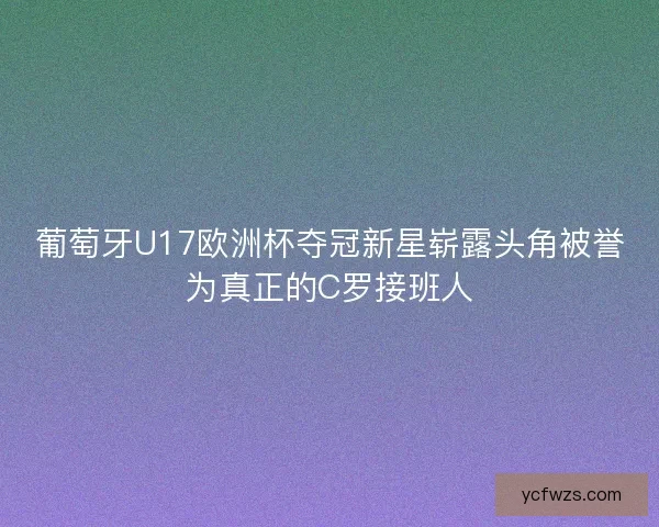 葡萄牙U17欧洲杯夺冠新星崭露头角被誉为真正的C罗接班人
