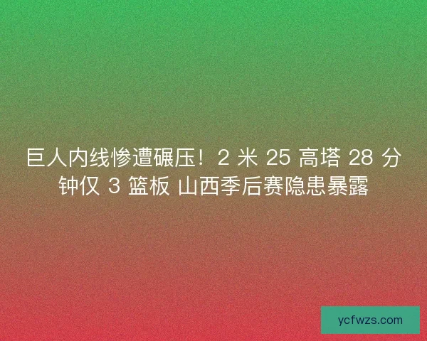 巨人内线惨遭碾压！2 米 25 高塔 28 分钟仅 3 篮板 山西季后赛隐患暴露