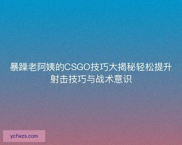 暴躁老阿姨的CSGO技巧大揭秘轻松提升射击技巧与战术意识