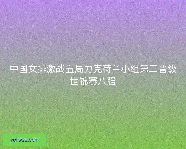中国女排激战五局力克荷兰小组第二晋级世锦赛八强