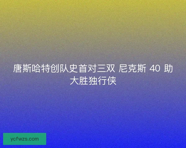 唐斯哈特创队史首对三双 尼克斯 40 助大胜独行侠